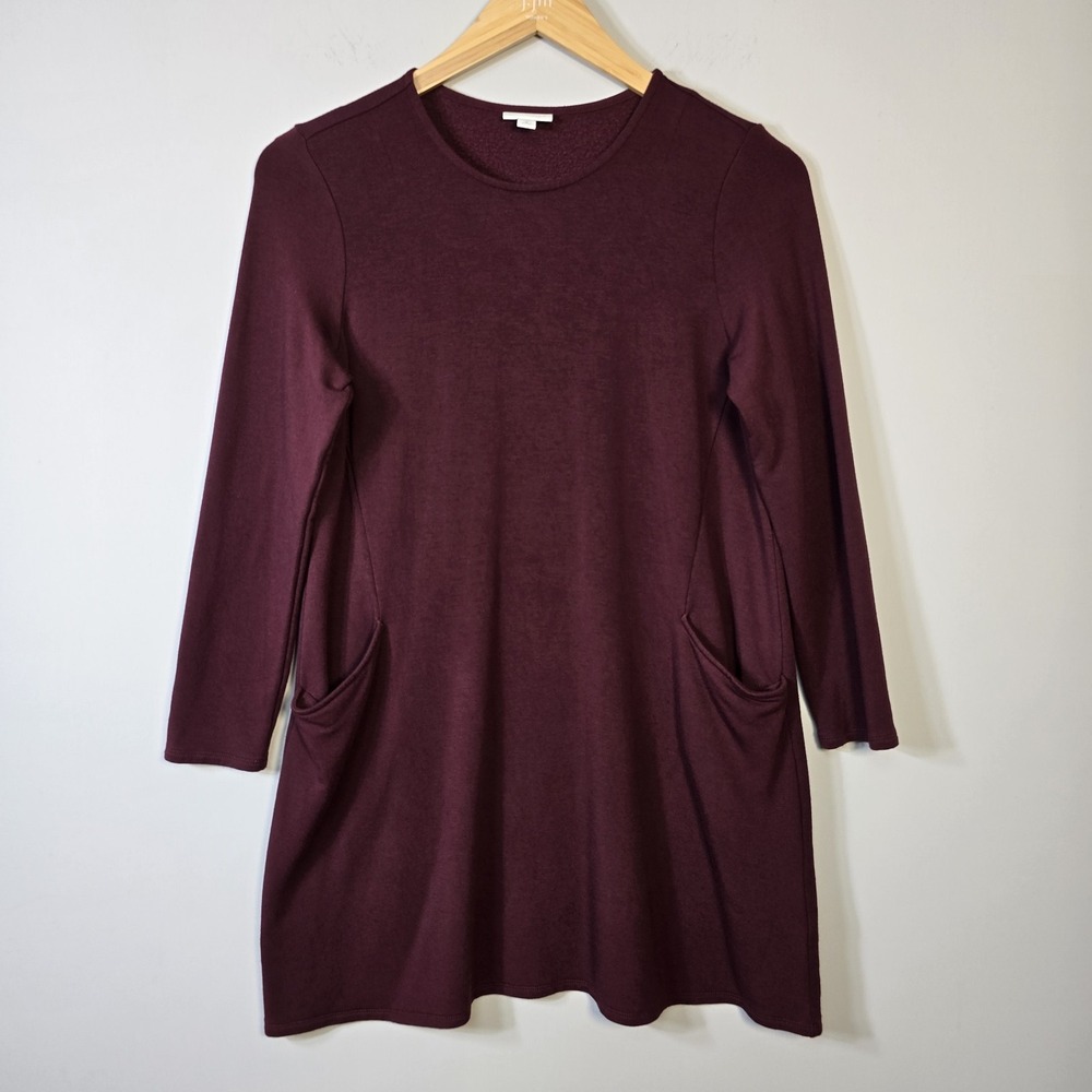 PureJill J. Jill Burgundy Short Sweatshirt Dress Women's MP M Petite Pockets